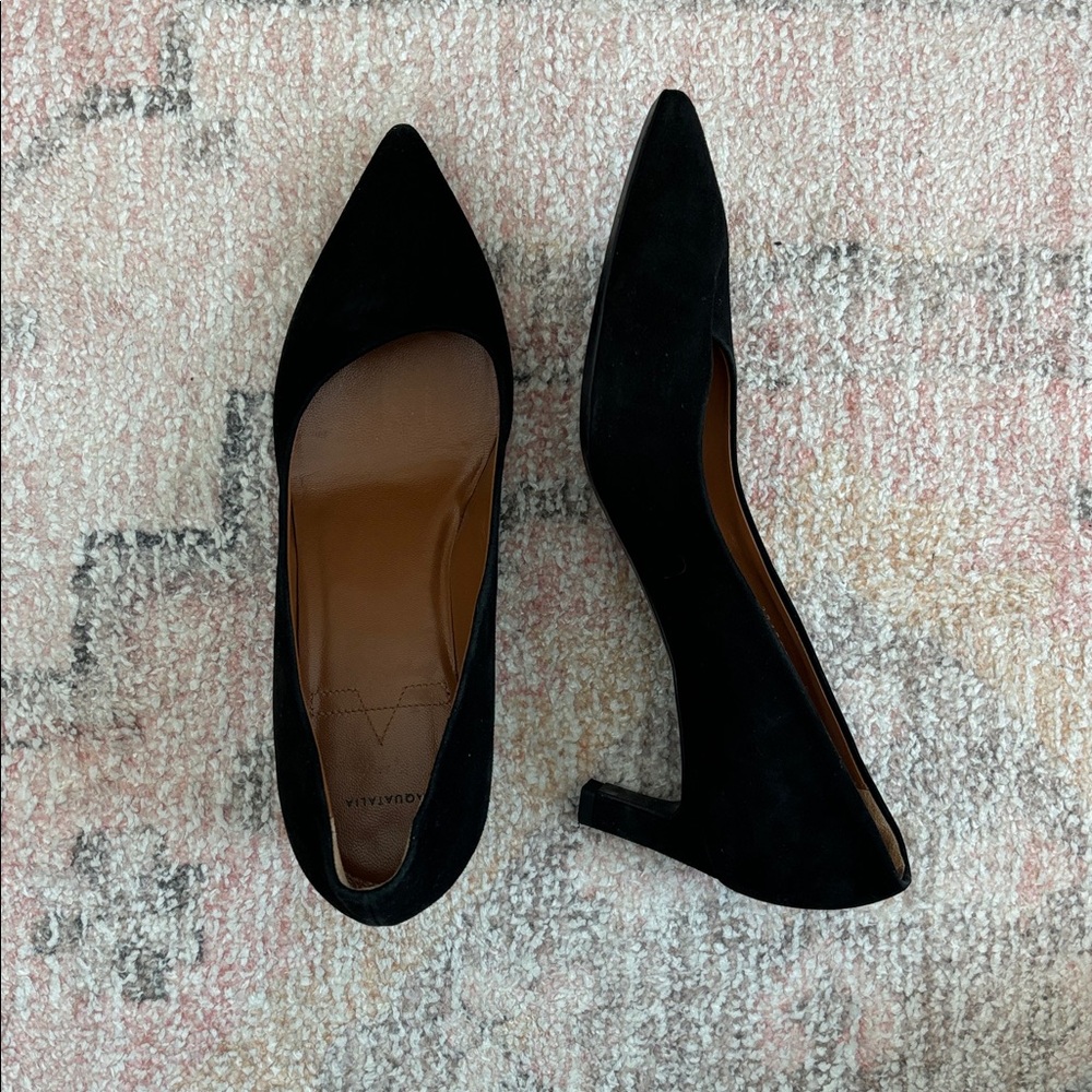 Aquatalia Black Suede Pointed Toe Heels